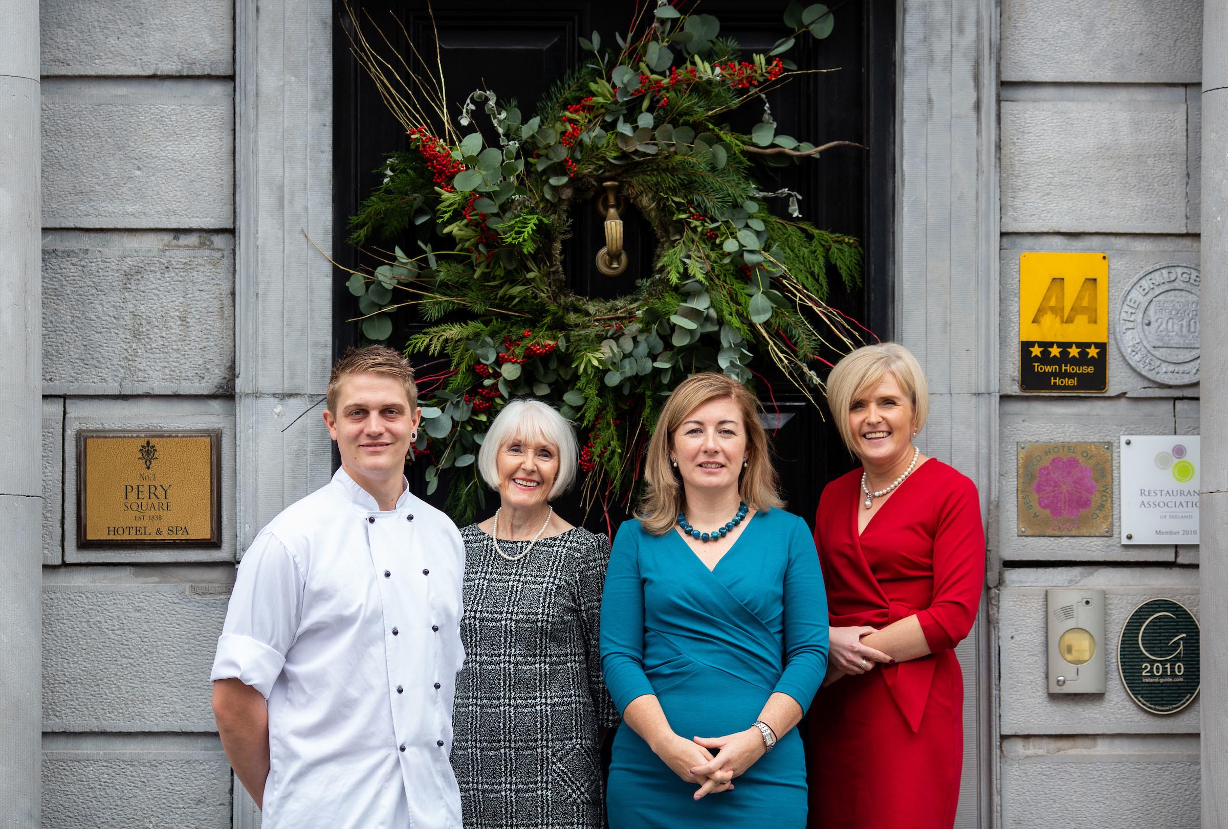 Chef Timothy Harris, Kathleen Carroll, Proprietor Patricia Roberts, and Brid Nash of No1 Pery Square